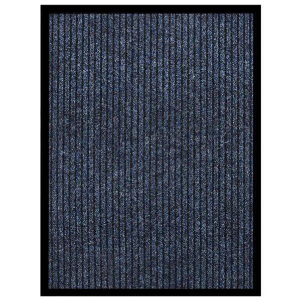Tapete de porta às riscas 60x80 cm azul