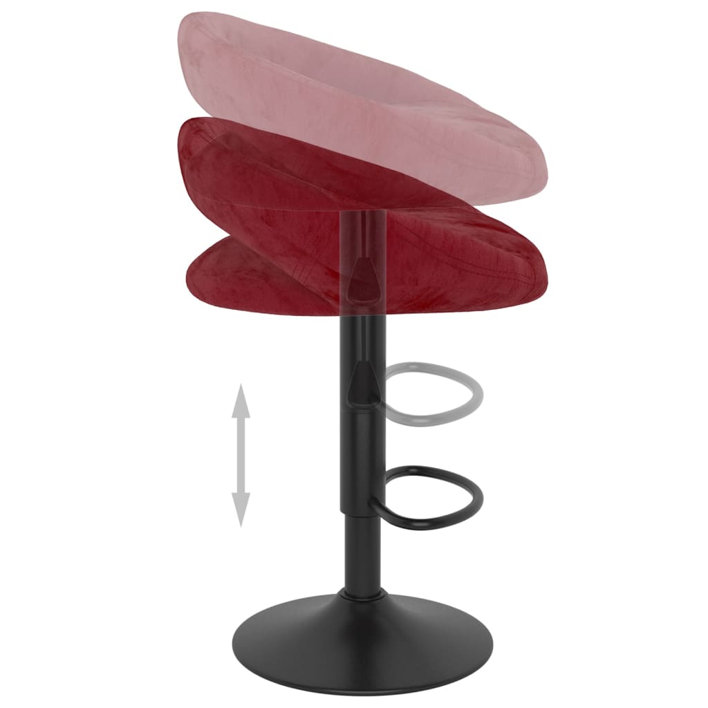 Bancos de bar 2 pcs veludo vermelho tinto - Image 6