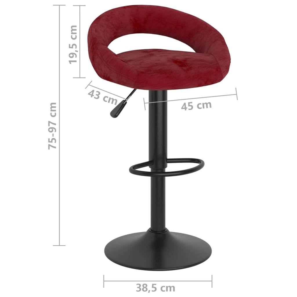 Bancos de bar 2 pcs veludo vermelho tinto - Image 8