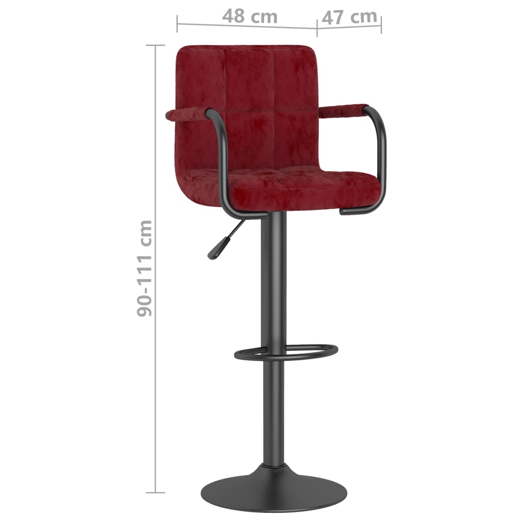 Banco de bar veludo vermelho tinto - Image 7
