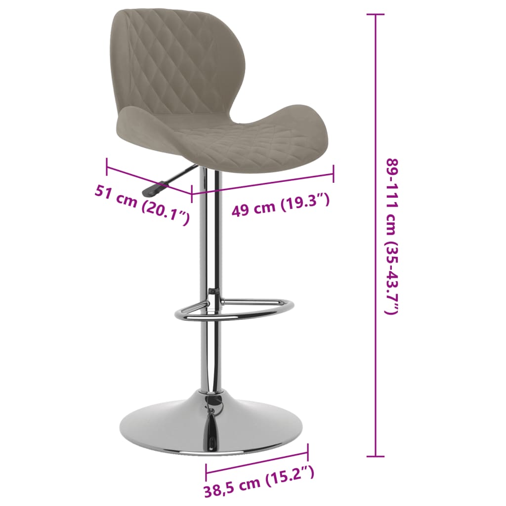 Bancos de bar 2 pcs veludo cinzento-claro - Image 8
