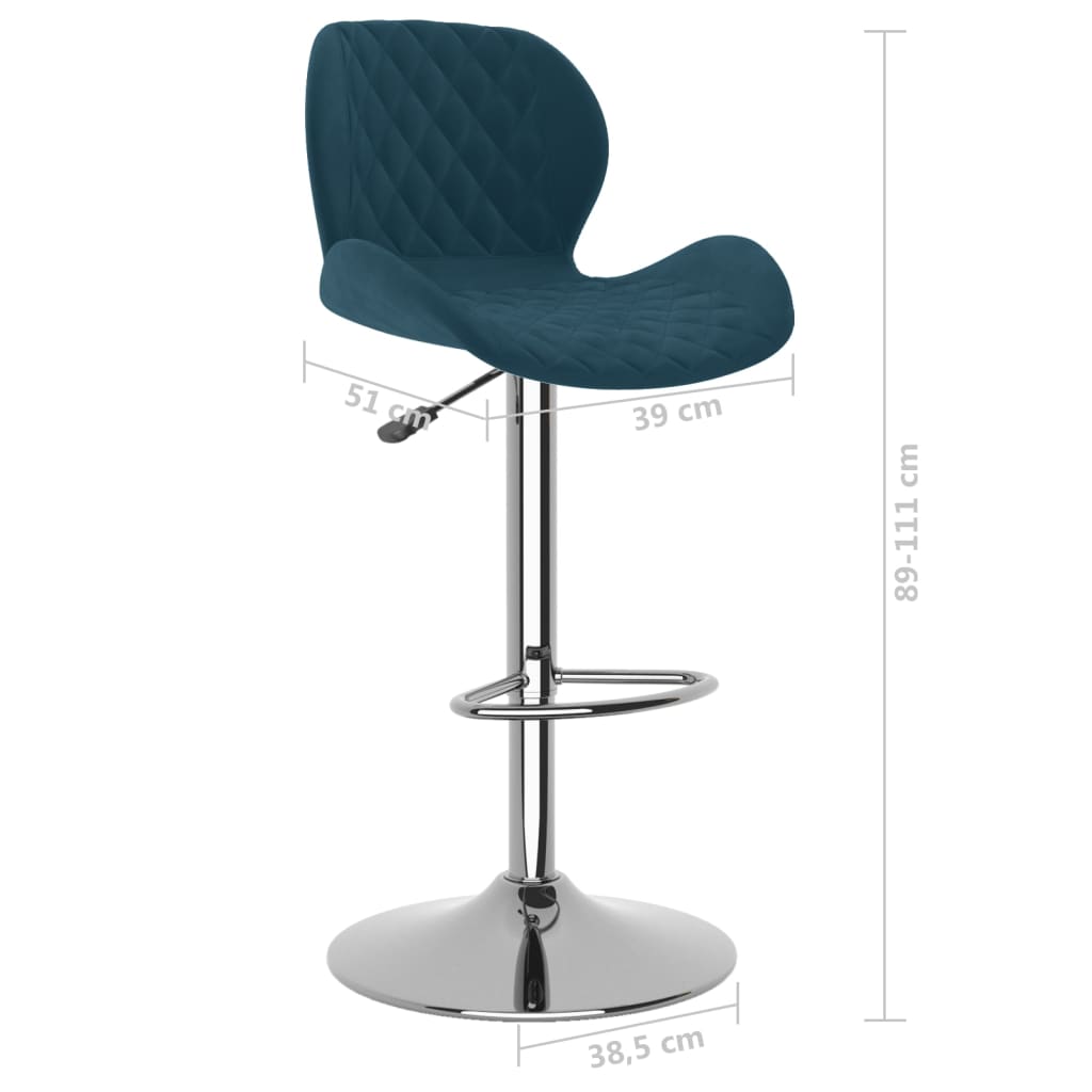 Bancos de bar 2 pcs veludo azul - Image 8