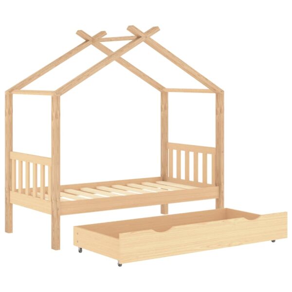 Estrutura de cama para criança c/ gaveta 80x160 cm pinho maciço - Image 4