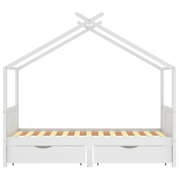 Estrutura cama criança c/ gavetas 90x200 cm pinho maciço branco - Image 2