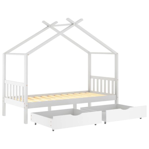 Estrutura cama criança c/ gavetas 90x200 cm pinho maciço branco - Image 4