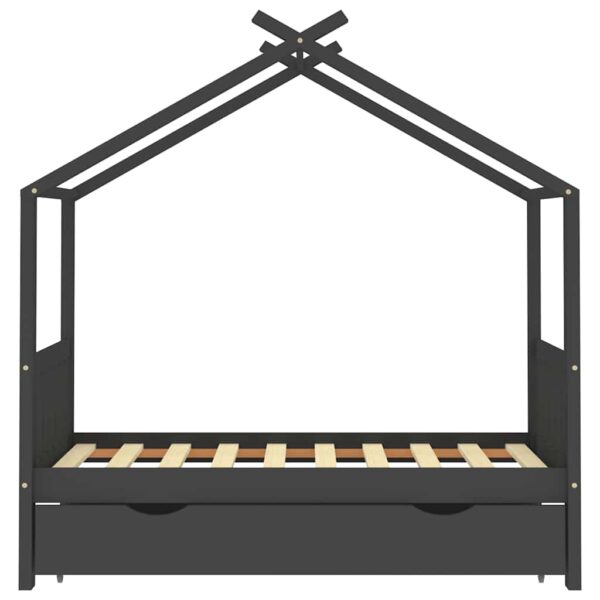 Cama de criança c/ gaveta 80x160 cm pinho maciço cinza-escuro - Image 2
