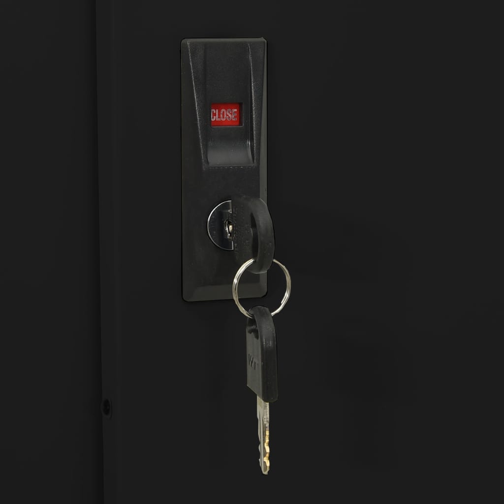 Armário de escritório c/ porta deslizante 90x40x180cm aço preto - Image 8