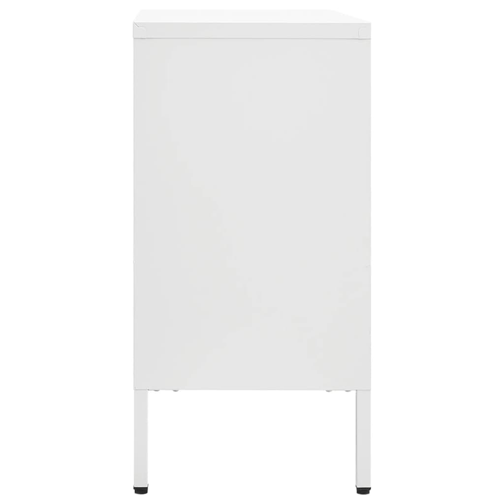 Aparador 105x35x70 cm vidro temperado e aço branco - Image 3