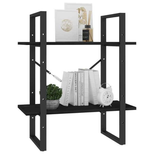 Estante com 2 prateleiras 60x30x70 cm pinho maciço preto - Image 3