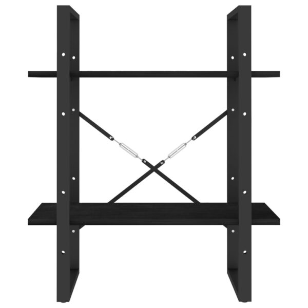 Estante com 2 prateleiras 60x30x70 cm pinho maciço preto - Image 4