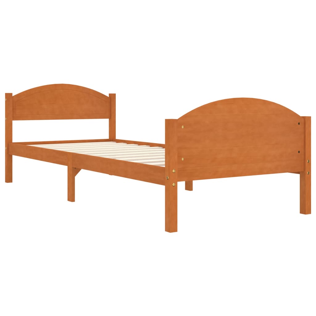 Estrutura de cama 100x200 cm madeira pinho maciço castanho mel - Image 2