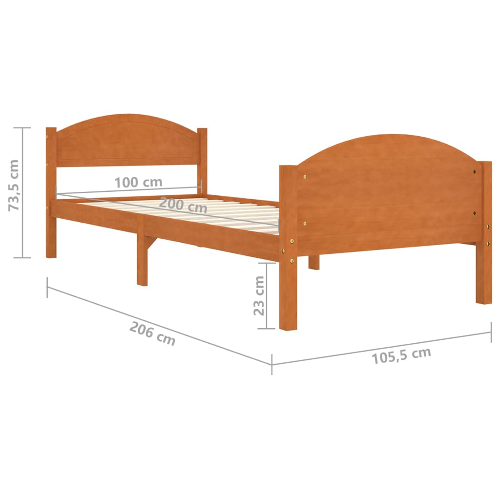 Estrutura de cama 100x200 cm madeira pinho maciço castanho mel - Image 6