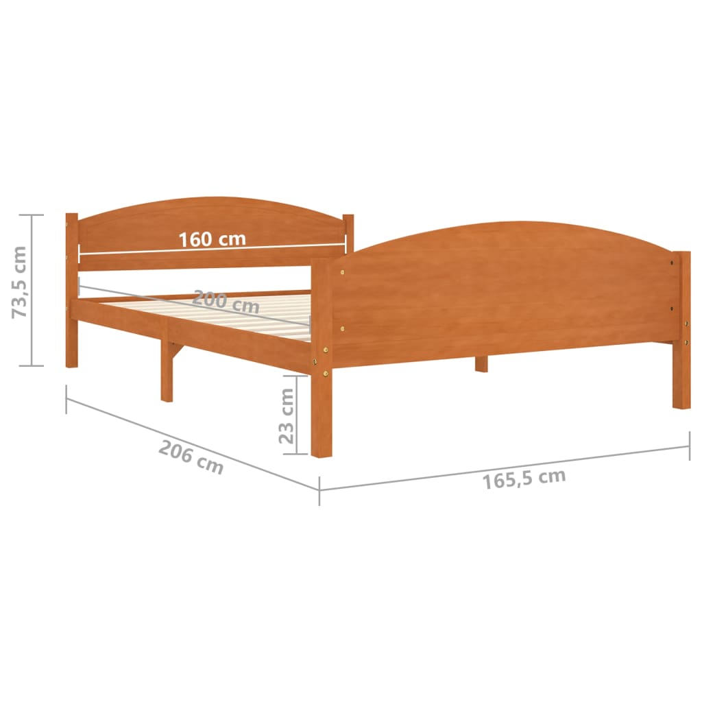 Estrutura de cama 160x200 cm madeira pinho maciço castanho mel - Image 6