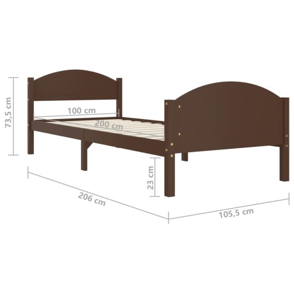 Estrutura de cama 100x200 cm pinho maciço castanho-escuro - Image 6