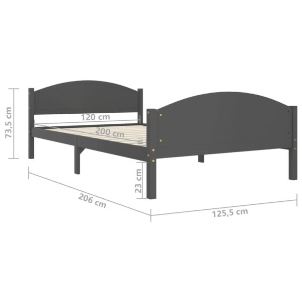 Estrutura de cama 120x200 cm pinho maciço cinzento-escuro - Image 6