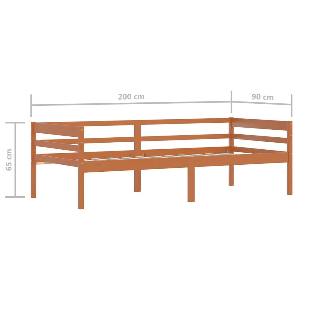 Estrutura de cama 90x200 cm pinho maciço castanho mel - Image 8