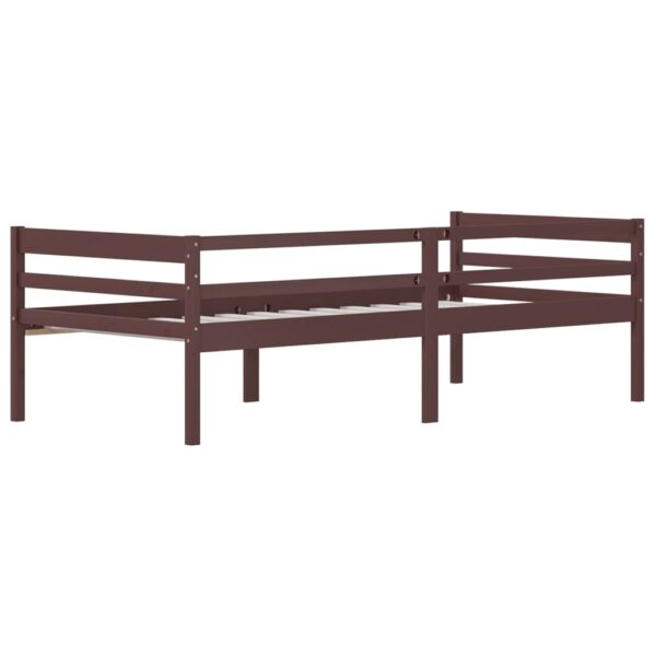Estrutura de cama 90x200 cm pinho maciço castanho-escuro - Image 5