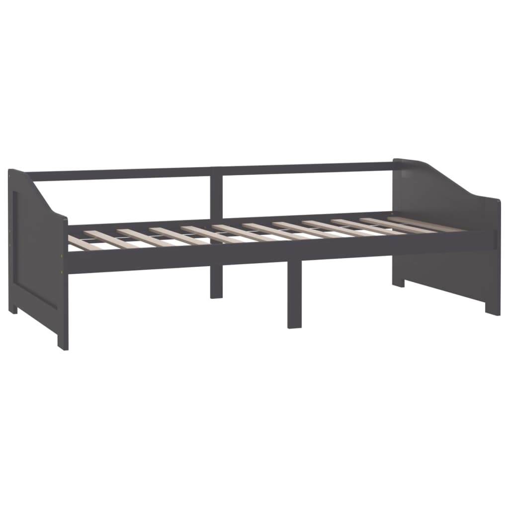 Sofá-cama de 3 lugares 90x200 cm pinho maciço cinzento-escuro - Image 2