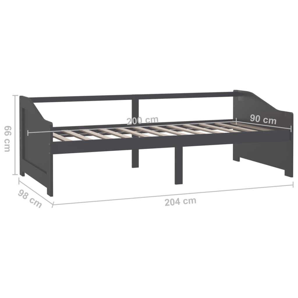 Sofá-cama de 3 lugares 90x200 cm pinho maciço cinzento-escuro - Image 7