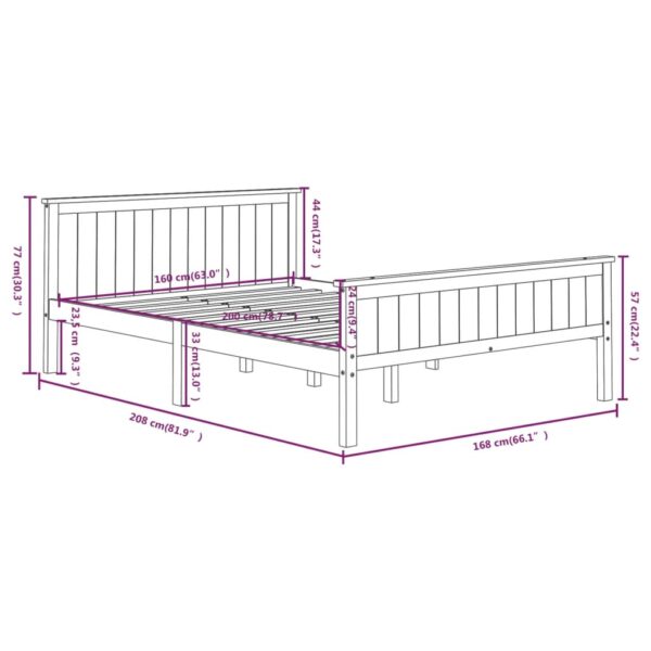 Estrutura de cama 160x200 cm pinho maciço branco - Image 6