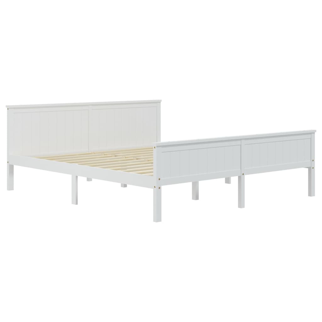 Estrutura de cama 200x200 cm pinho maciço branco - Image 2
