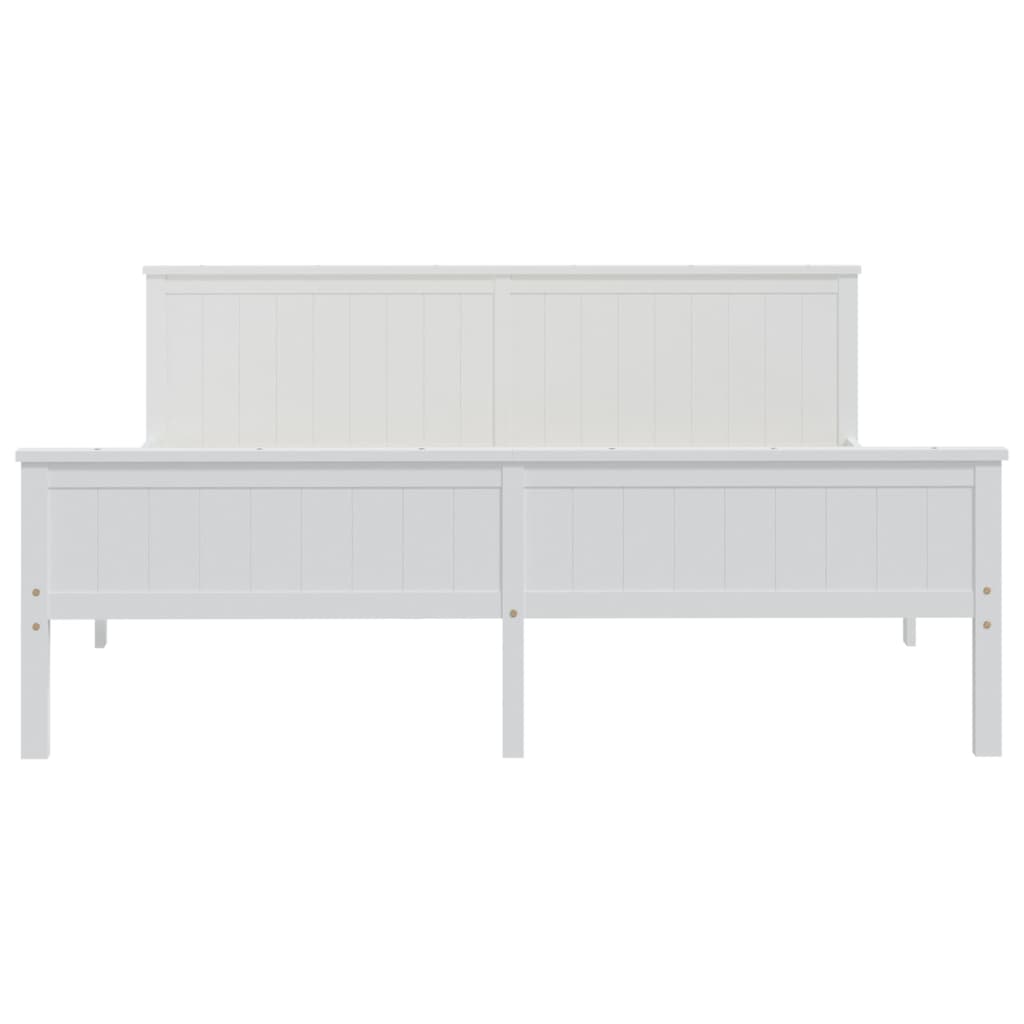 Estrutura de cama 200x200 cm pinho maciço branco - Image 3