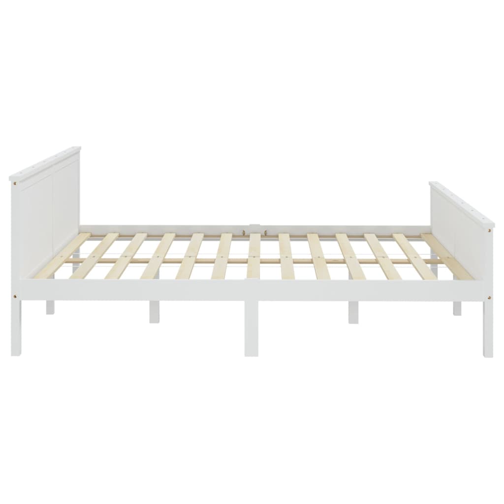 Estrutura de cama 200x200 cm pinho maciço branco - Image 4