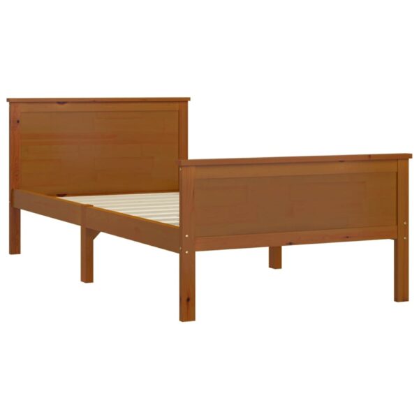Estrutura de cama 100x200 cm madeira pinho maciço castanho mel - Image 2