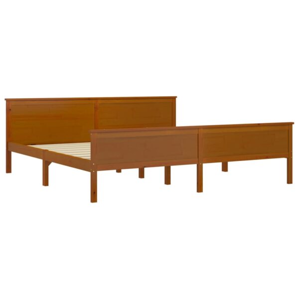 Estrutura de cama 200x200 cm pinho maciço castanho mel - Image 2