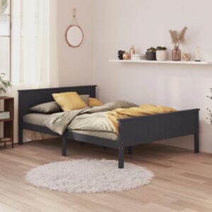 Estrutura de cama 160x200 cm pinho maciço cinzento