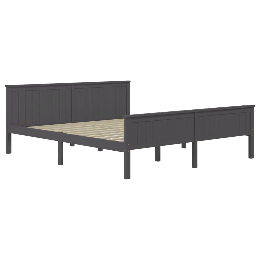 Estrutura de cama 180x200 cm madeira pinho maciço cinzento - Image 2