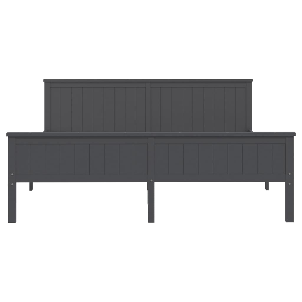 Estrutura de cama 180x200 cm madeira pinho maciço cinzento - Image 3
