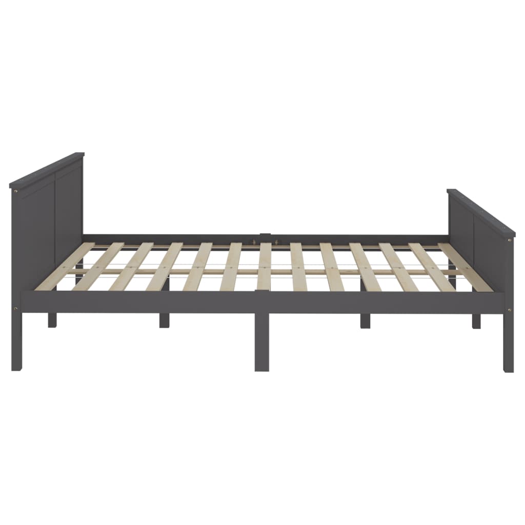 Estrutura de cama 180x200 cm madeira pinho maciço cinzento - Image 4