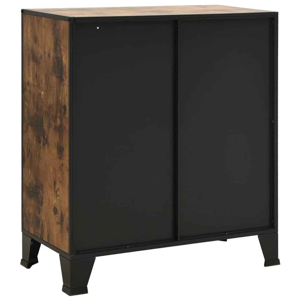 Armário de arrumação 72x36x82 cm metal/MDF castanho rústico - Image 4