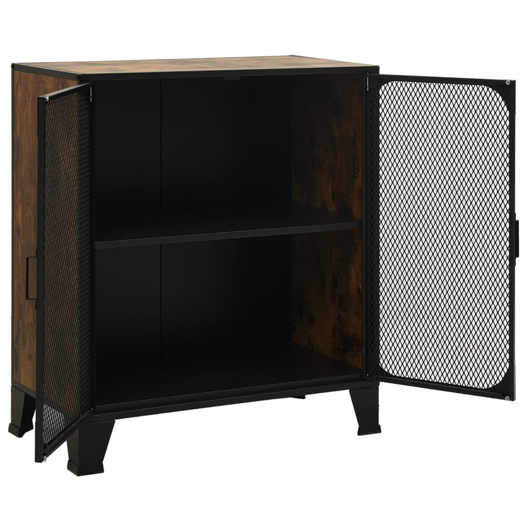 Armário de arrumação 72x36x82 cm metal/MDF castanho rústico - Image 5