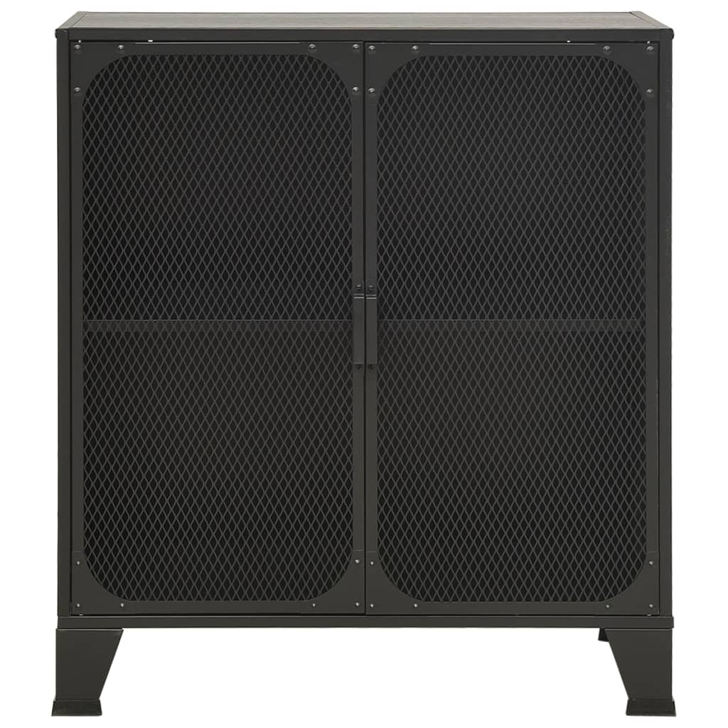 Armário de arrumação 72x36x82 cm metal e MDF cinzento - Image 2