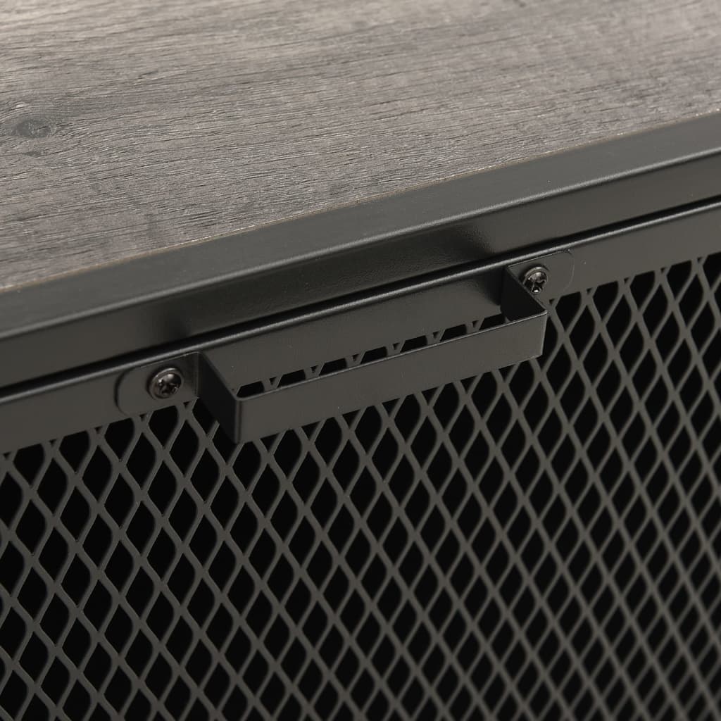 Armário de arrumação 72x36x82 cm metal e MDF cinzento - Image 6