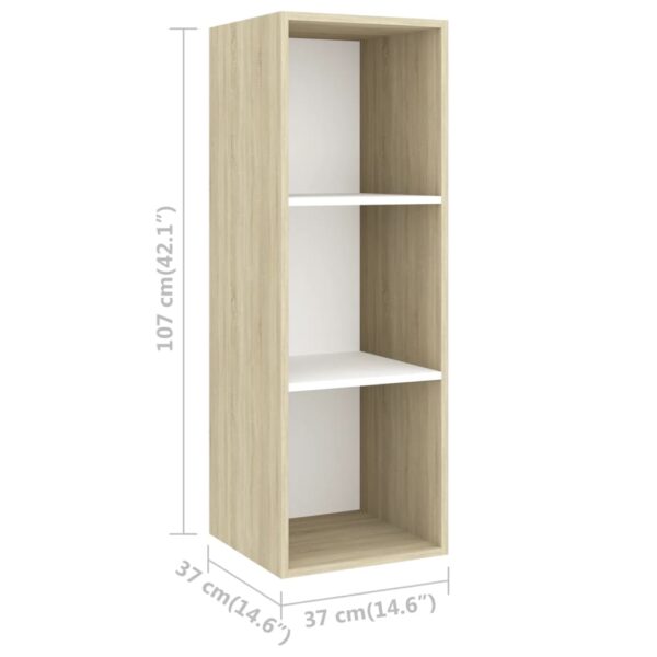 2 pcs conjunto móveis TV derivados madeira branco/carv. sonoma - Image 5