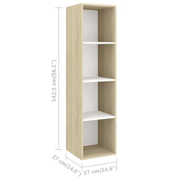 2 pcs conjunto móveis TV derivados madeira branco/carv. sonoma - Image 6