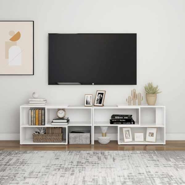 Móvel de TV 149x30x52 cm derivados de madeira branco - Image 2