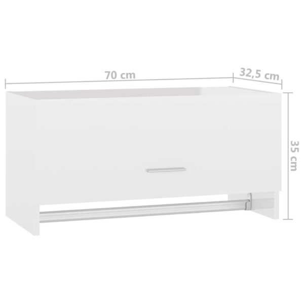 Roupeiro 70x32,5x35 cm derivados de madeira branco brilhante - Image 8
