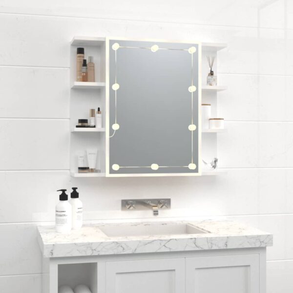Armário espelhado com LED 70x16,5x60 cm branco brilhante - Image 2