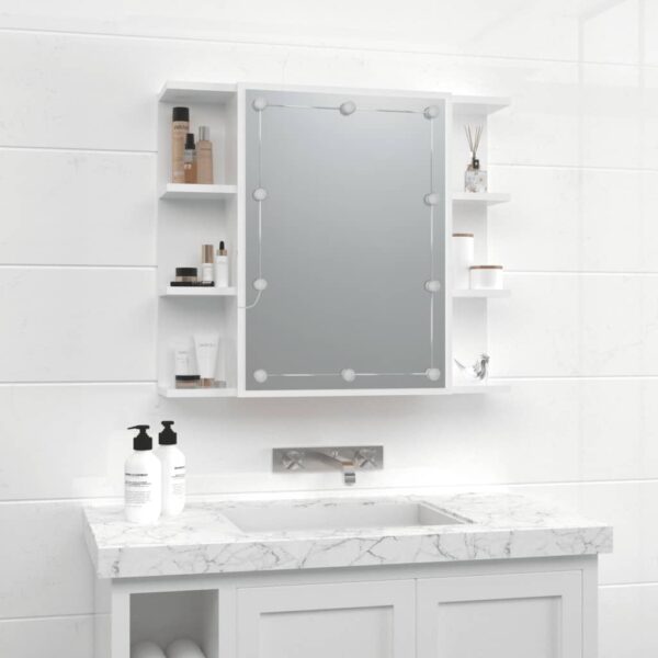 Armário espelhado com LED 70x16,5x60 cm branco brilhante - Image 3