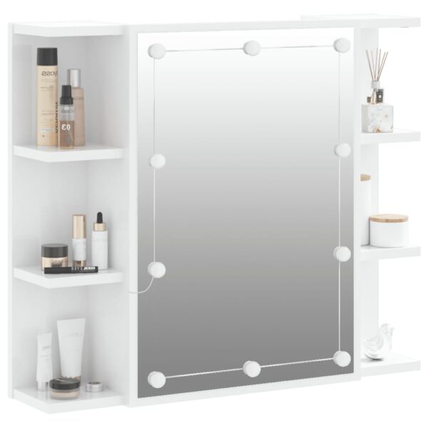 Armário espelhado com LED 70x16,5x60 cm branco brilhante - Image 5