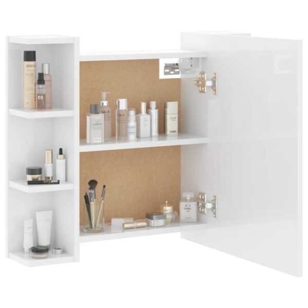 Armário espelhado com LED 70x16,5x60 cm branco brilhante - Image 6