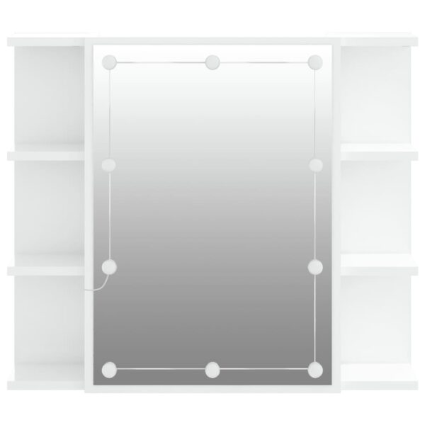 Armário espelhado com LED 70x16,5x60 cm branco brilhante - Image 7