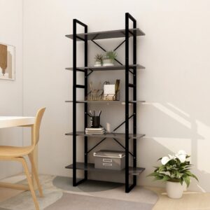 Estante com 5 prateleiras 80x30x175 cm derivados madeira cinza