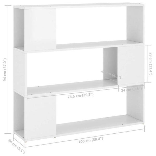 Estante/divisória 100x24x94 cm branco brilhante - Image 6
