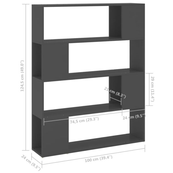 Estante/divisória 100x24x124 cm cinzento - Image 6