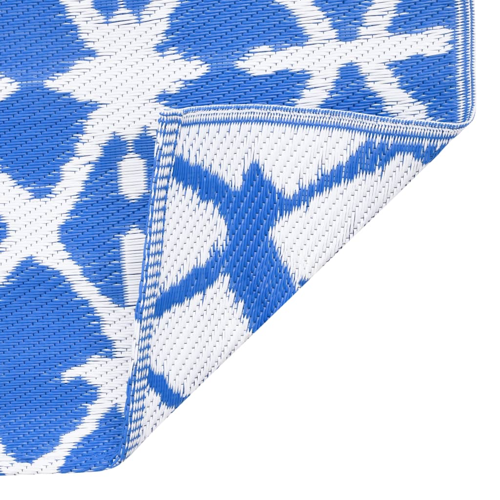 Tapete de exterior 140x200 cm PP azul e branco - Image 4